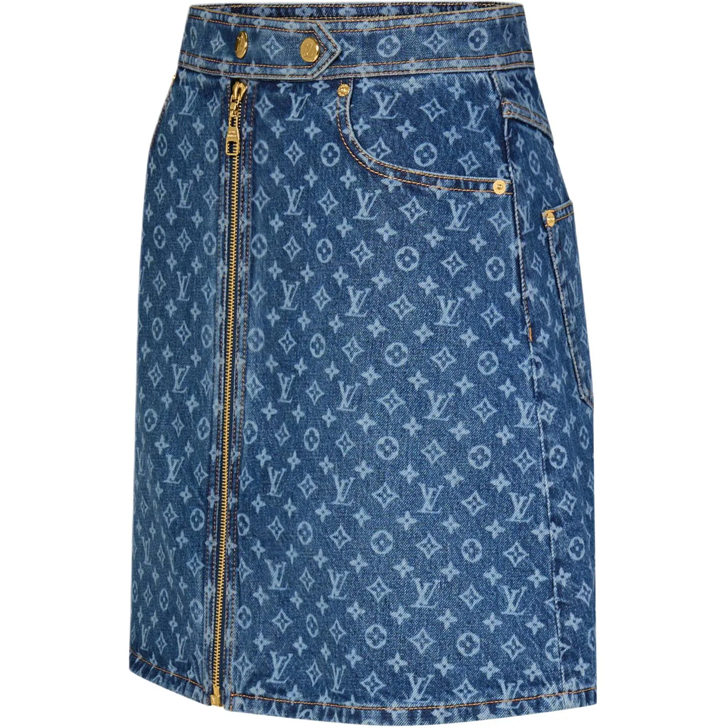 Длинная джинсовая юбка Monogram SS26 Louis Vuitton синяя — фото 4