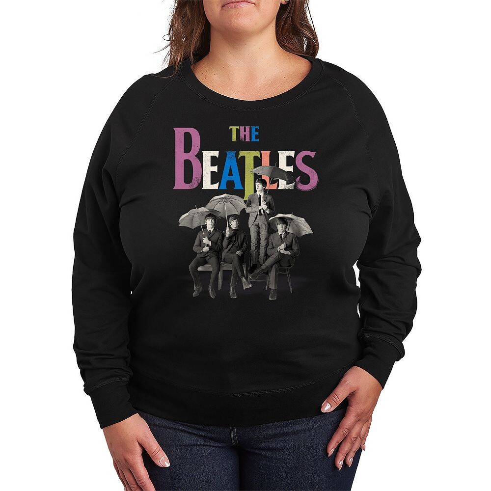 

Плюс размер Легкий свитшот из френч терри с радугой и зонтиком The Beatles Licensed Character, черный