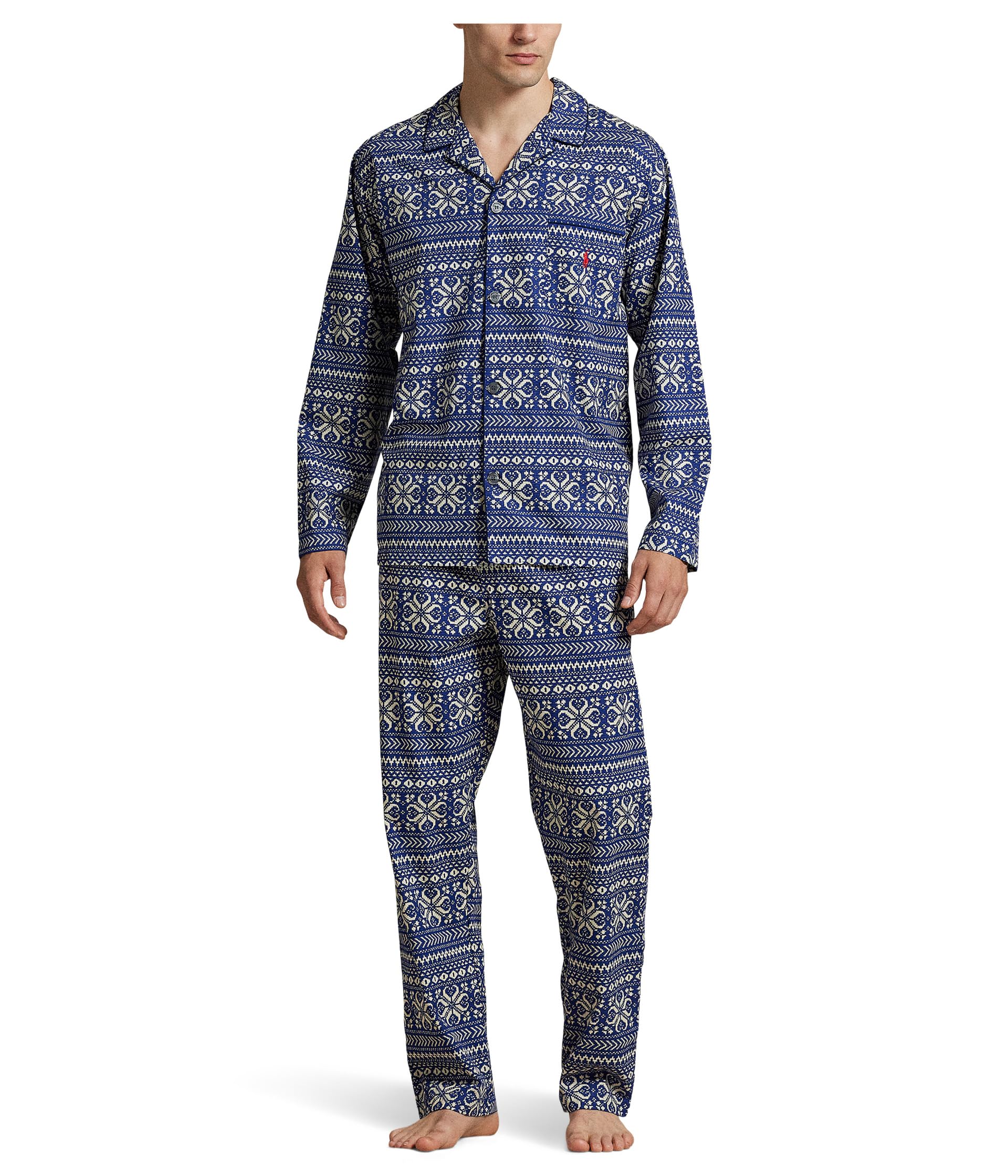 

Пижамные брюки Polo Ralph Lauren Folded Woven Long Sleeve PJ Top & PJ Pants, цвет Blue Print
