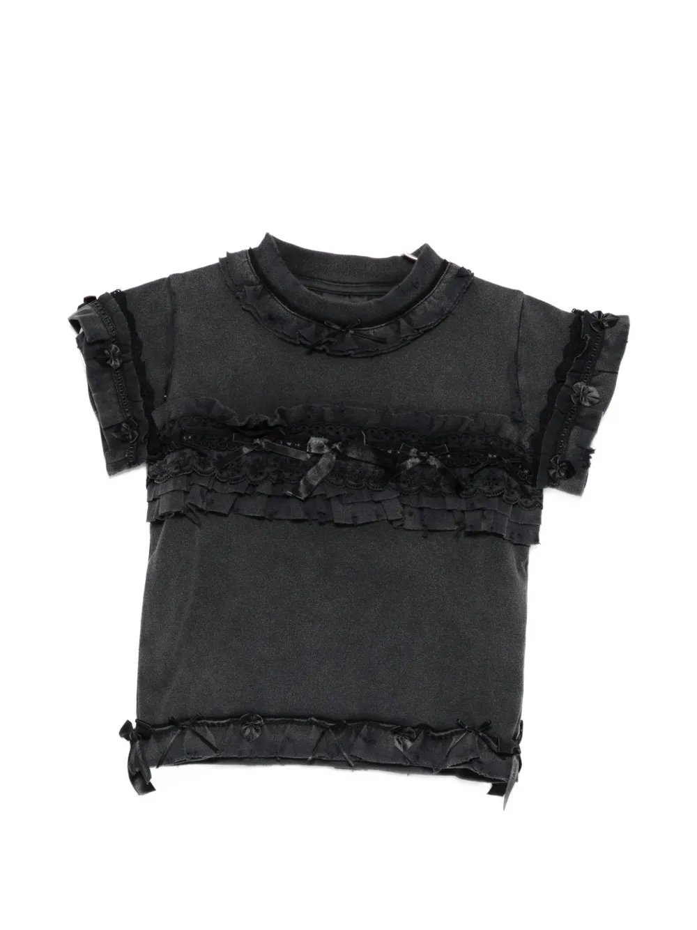 

Футболка с короткими рукавами и оборками Balenciaga, черный