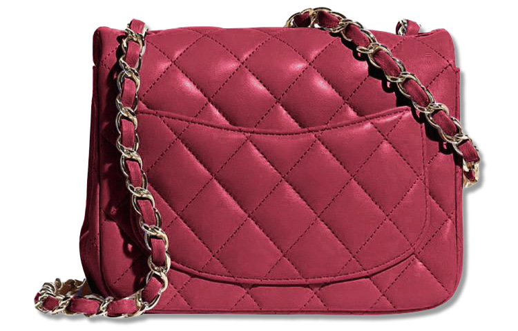 CHANEL Классический клатч на цепочке из ягненка мини женский бордовый — фото 2