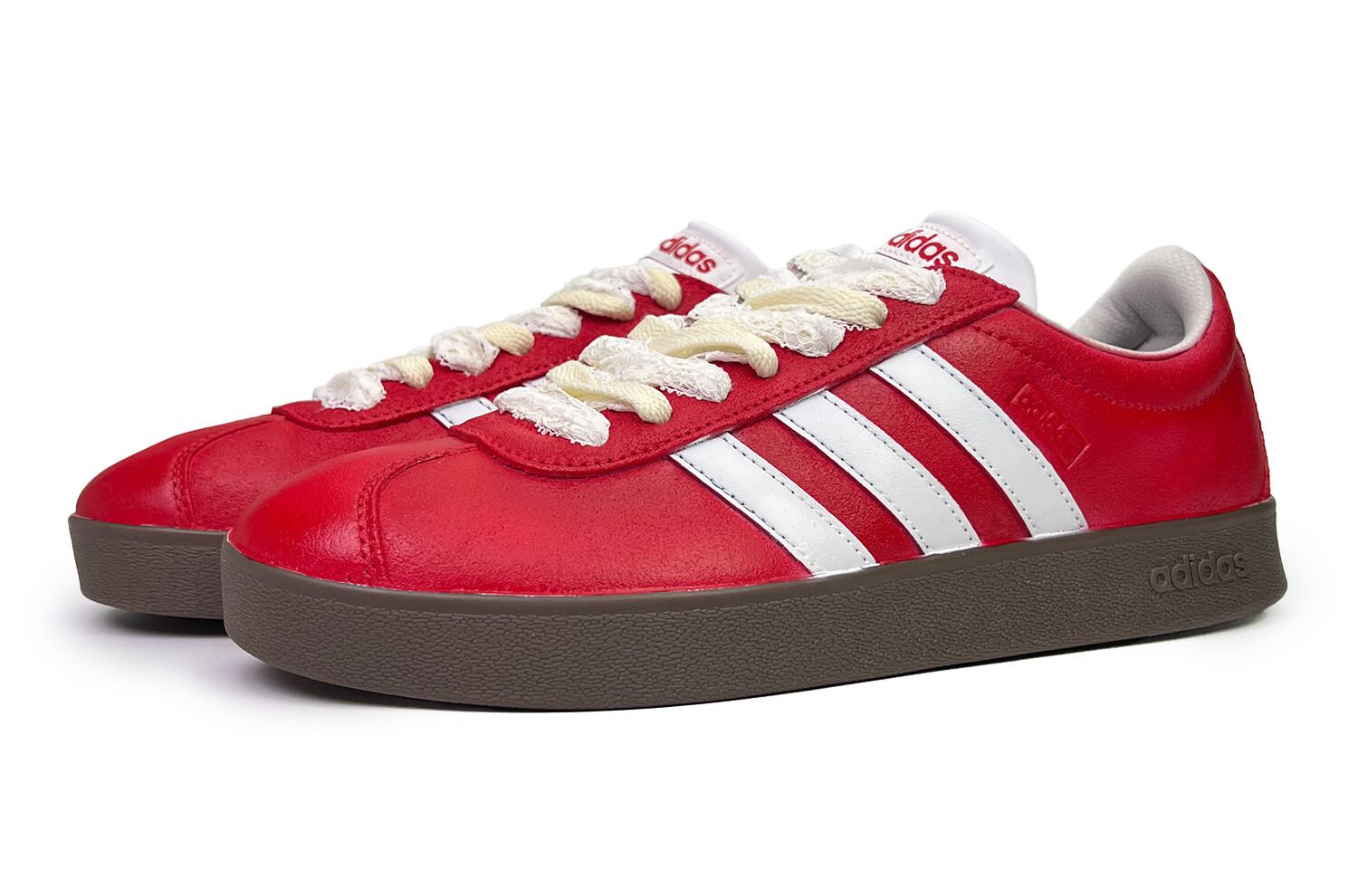 Кроссовки adidas neo Vl Court Classic Skateboarding Shoes Unisex Low-top Red/white, красный — фото 3