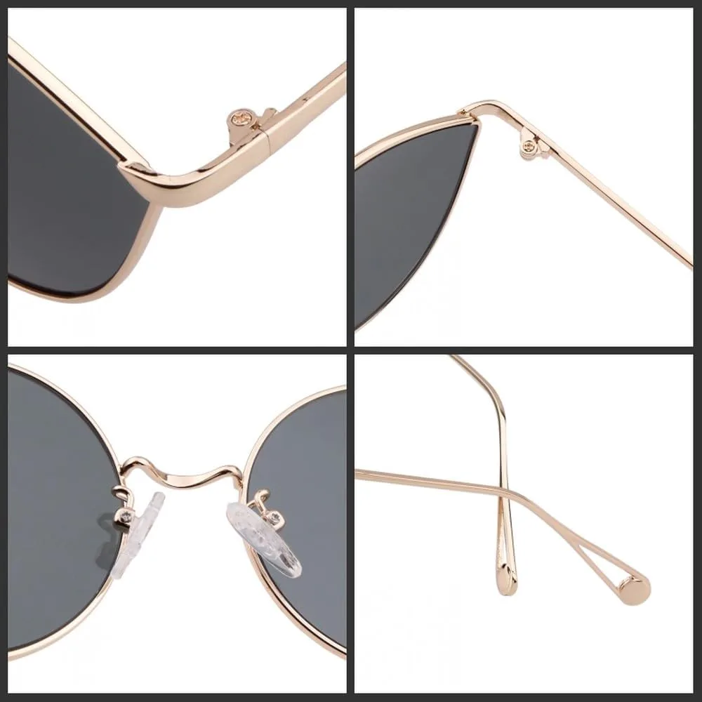 

Модные овальные солнцезащитные очки для женщин и мужчин, роскошные винтажные очки в оправе из сплава с каплевидными линзами и оправой «кошачий глаз» HVTVTLA, C5