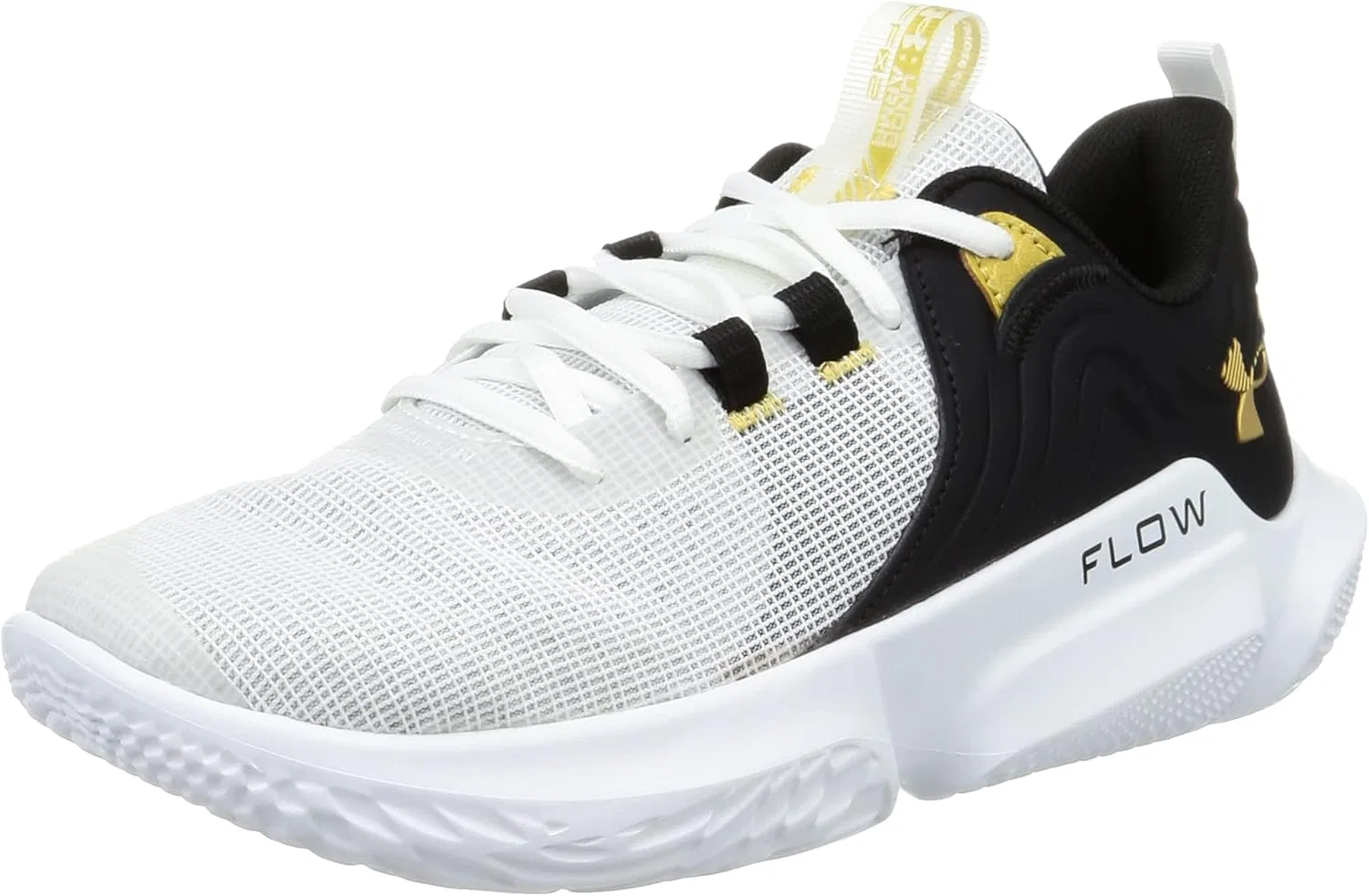 Баскетбольные кроссовки Under Armour Unisex UA Flow Futr X 2 для игры на корте, White Black Metallic Gold.