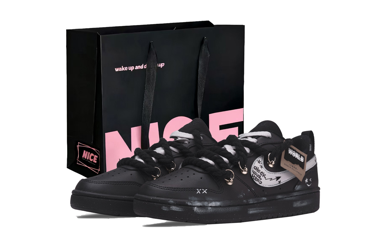 

Nike Court Borough низкие скейтерские кроссовки black white детские