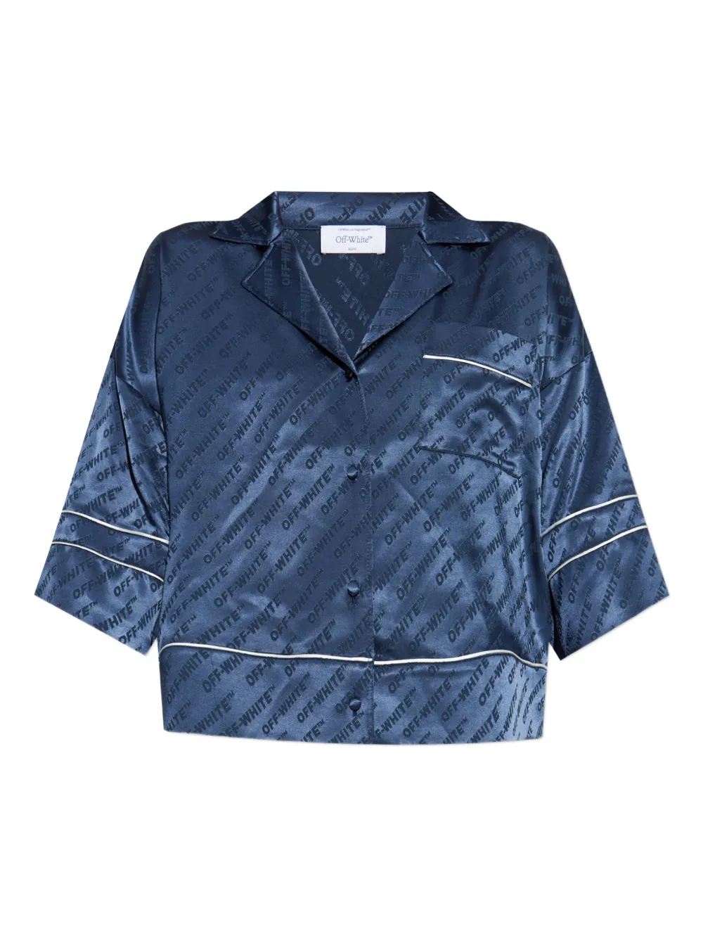

Атласная рубашка с логотипом OFF-WHITE, синий