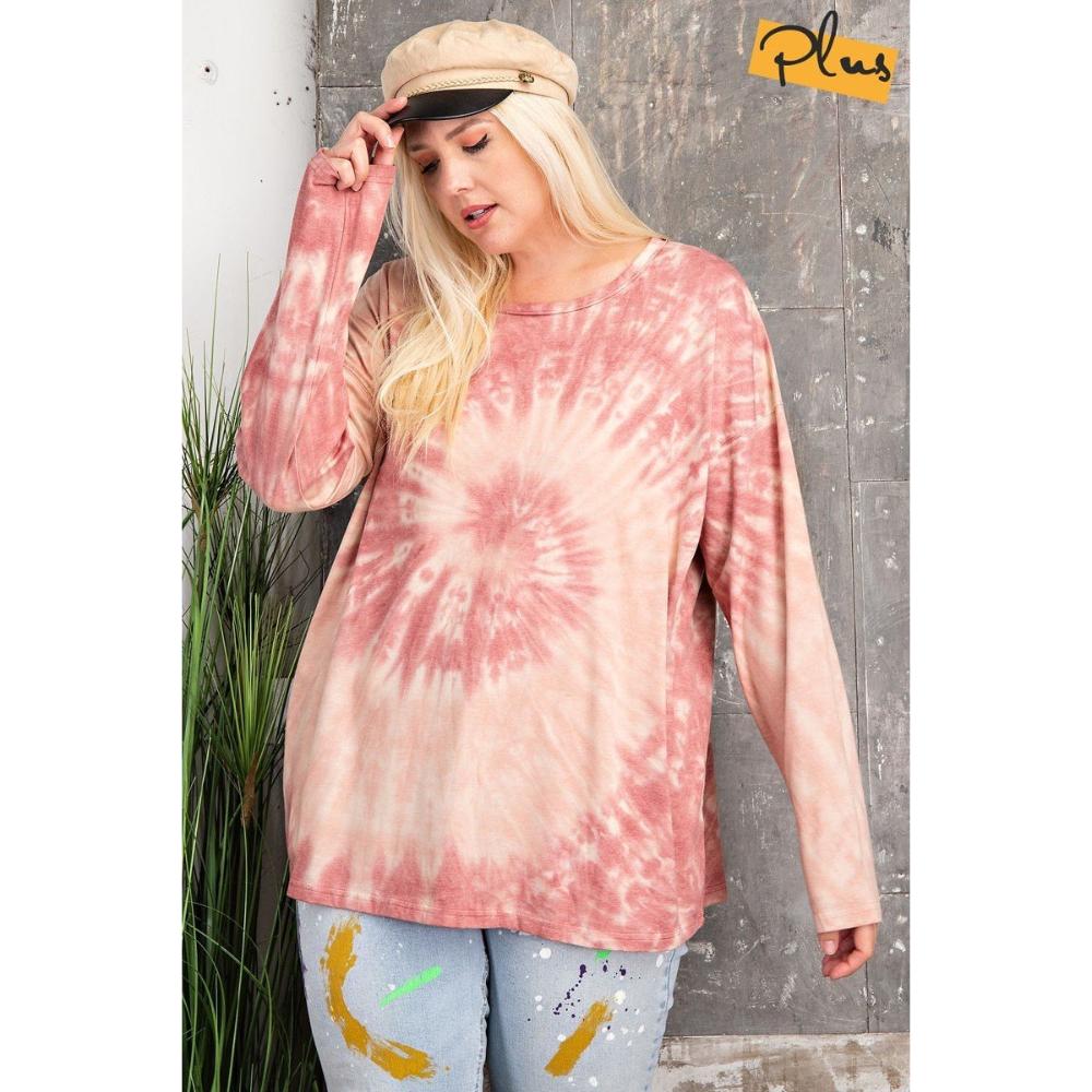 

Плюс размер Ls Специальный стираный полиэстеровый трикотажный топ FASHNZFAB, цвет faded plum