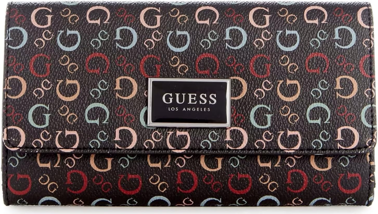 

GUESS Женский кошелек-клатч из искусственной кожи с логотипом - Black Multi