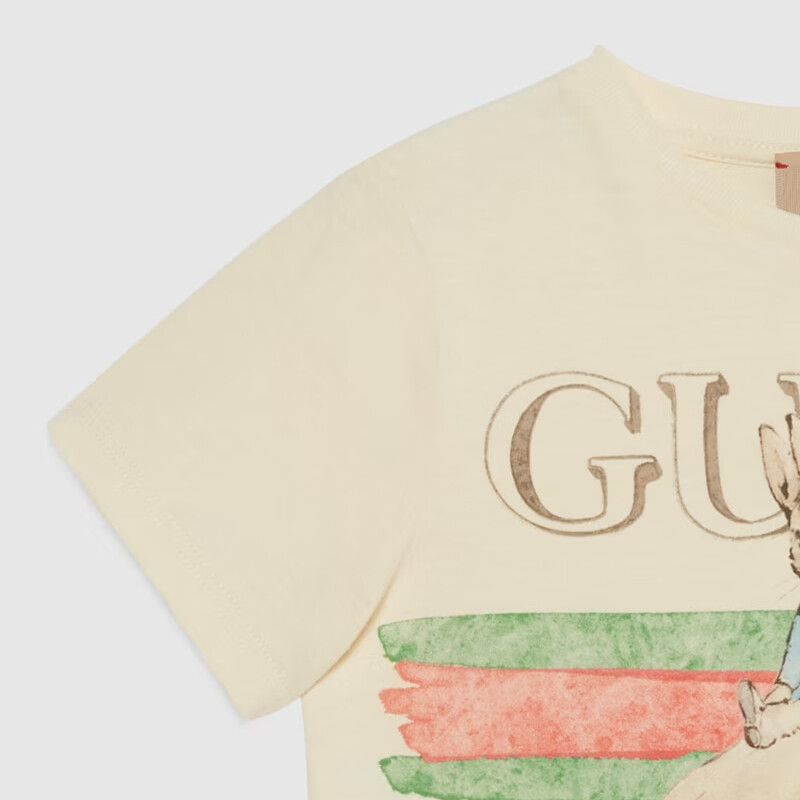 Футболка детская Gucci с мультяшным принтом, кремовый — фото 4
