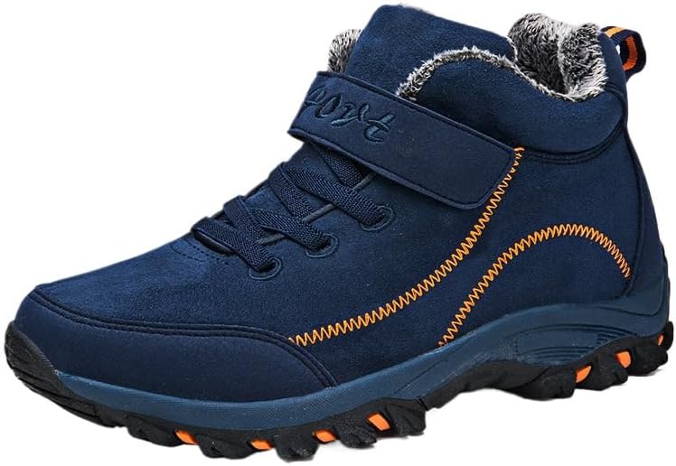 

Мужские теплые зимние ботинки, утепленные мехом водонепроницаемые зимние туфли, противоскользящие легкие ботинки до щиколотки для походов и спорта Hchctry, синий