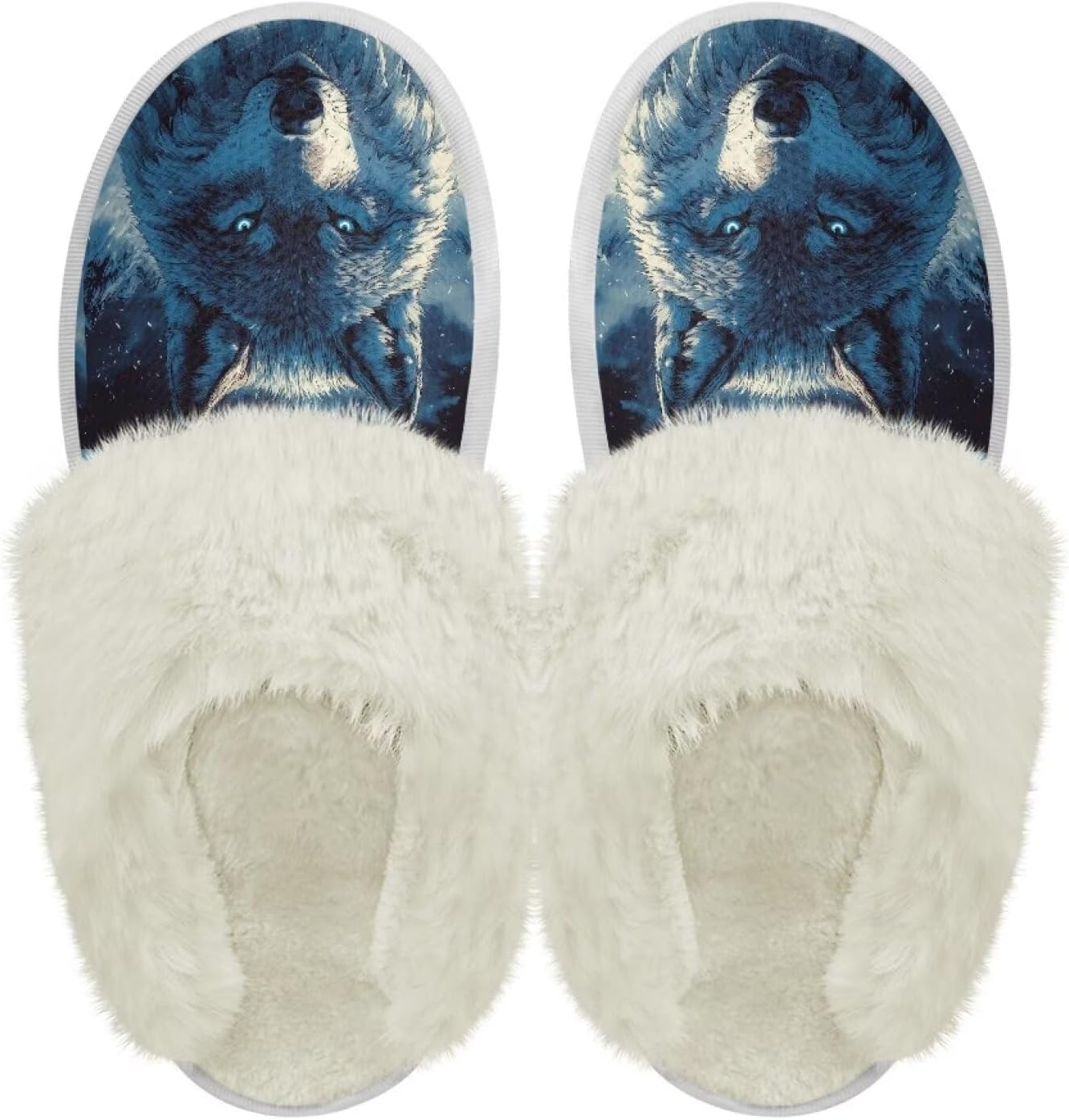 

Хлопковые тапочки PJHEQOXE с пушистыми краями, домашние тапочки для дома и улицы, хлопковые тапочки унисекс, Wolf