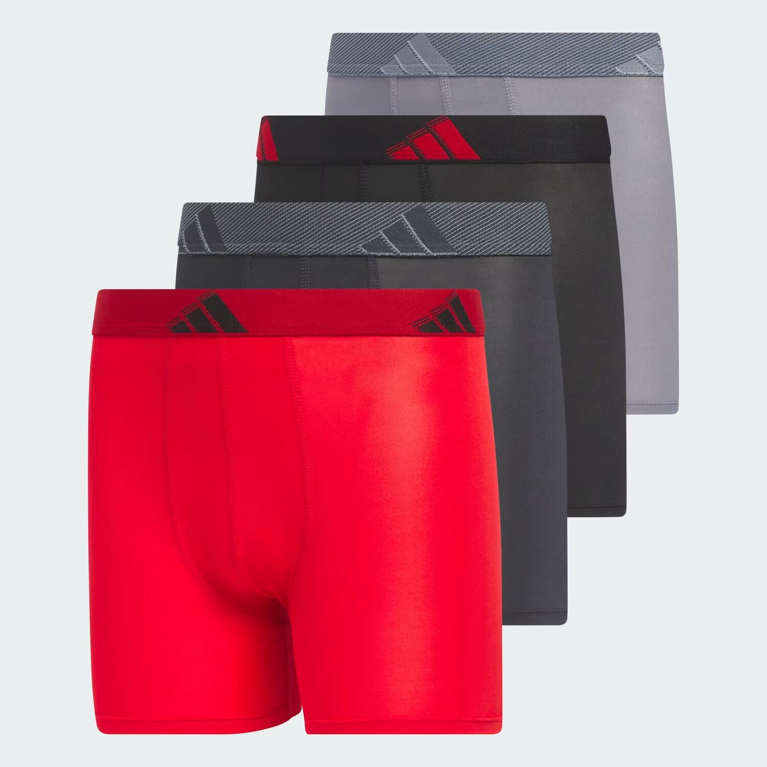 Молодежные трусы-боксеры из микрофибры (4 шт.) Adidas, цвет Scarlet/Carbon/Black