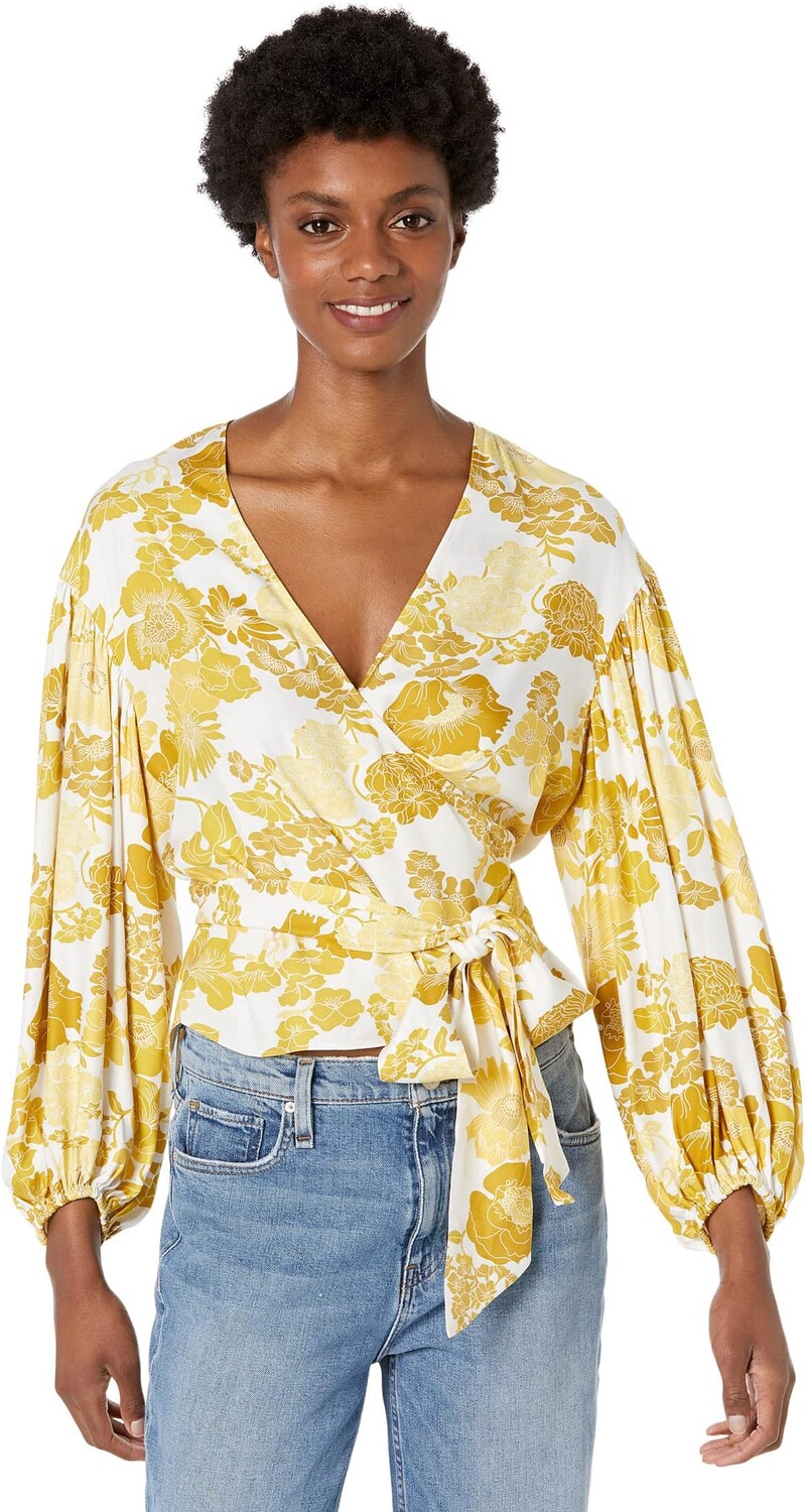 

Топ Ted Baker Adissa Wrap Top with Blouson Full Sleeve, желтый