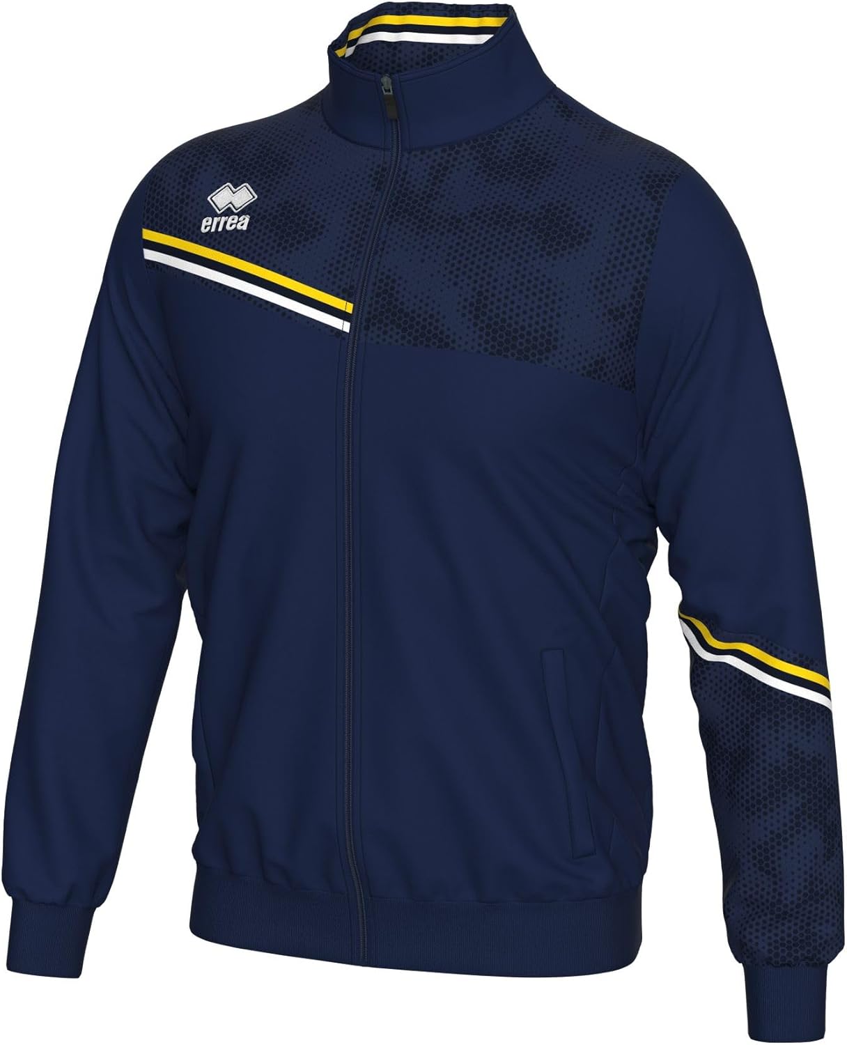 

Мужская толстовка ERREA (ERICK) на молнии, с карманами и антистатическими свойствами , темно-синий/желтый/белый