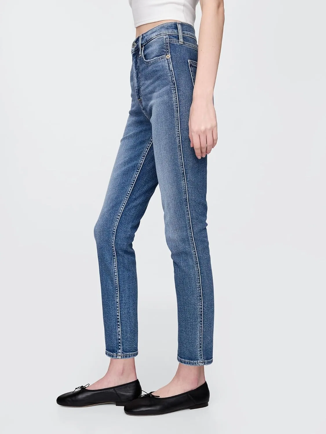 Джинсы высокие GAP Medium Indigo — фото 3