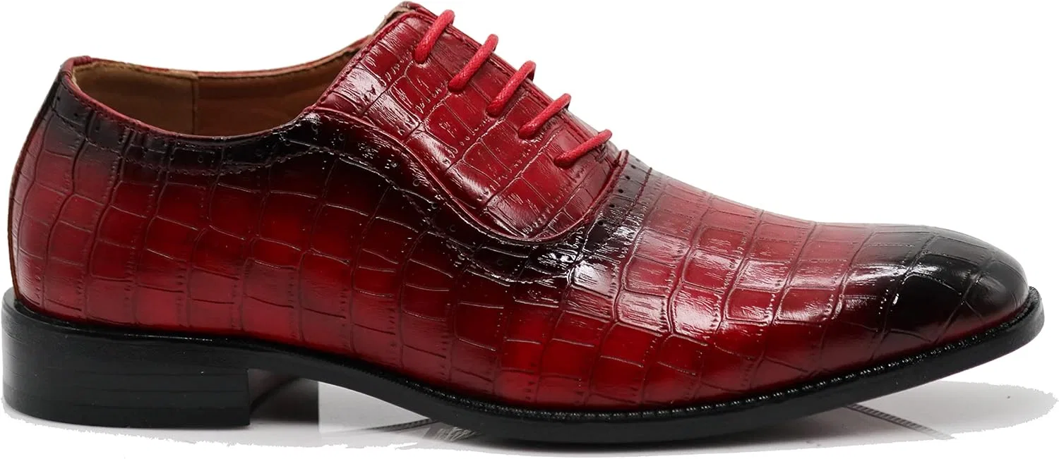 Мужские оксфорды Enzo Romeo Gator3N с принтом под крокодиловую кожу, на шнуровке, Red Pk — фото 2