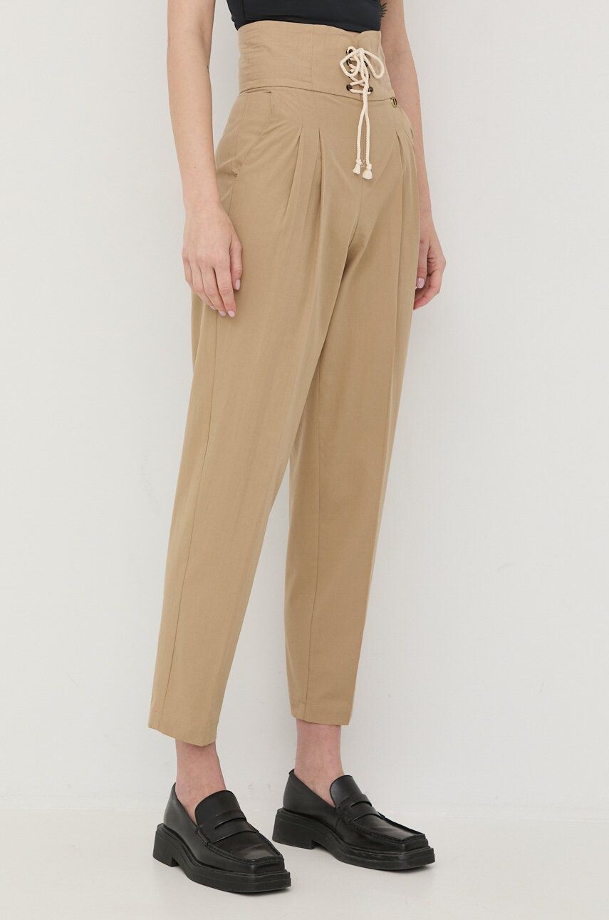 

Хлопковые брюки Twinset, бежевый