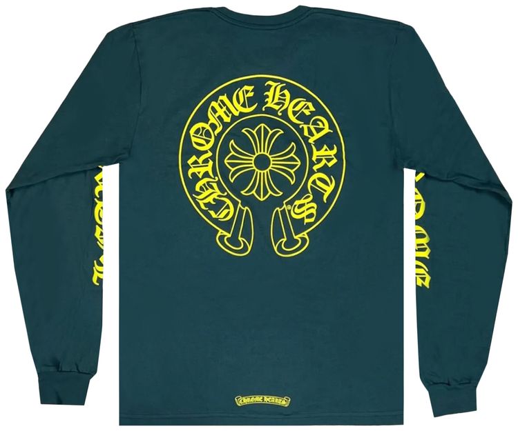 Лонгслив Chrome Hearts Horseshoe Long-Sleeve 'Green/Yellow', зеленый — фото 2