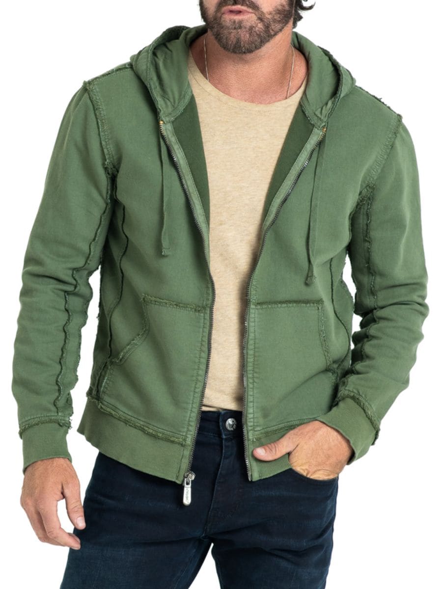 

Толстовка с капюшоном и завязками на открытом шве Stitch's Jeans, цвет Olive Green