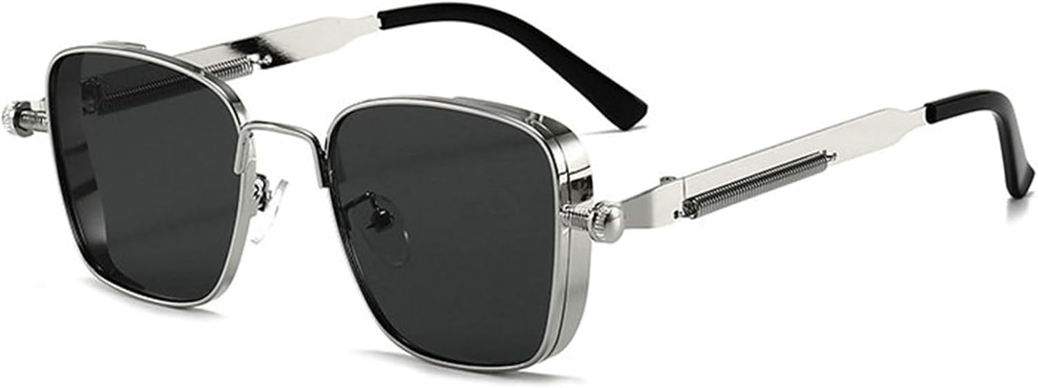 

Willochra Модные металлические квадратные солнцезащитные очки для женщин в стиле ретро, ​​дизайнерские, с гелевой расцветкой, защита от УФ-излучения UV400, для мужчин, градиентные панк-солнцезащитные очки F27, Silver