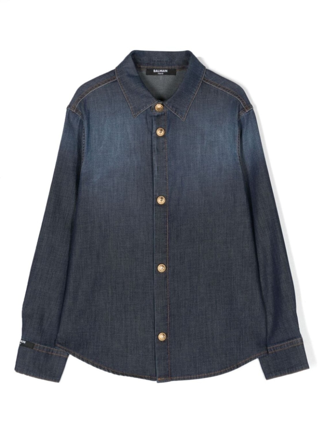 

Balmain Kids рубашка из ткани шамбре, синий