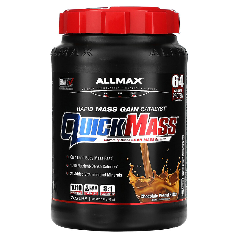 

ALLMAX, QuickMass, катализатор быстрого набора массы, шоколад и арахисовая паста, 1,59 кг (3,5 фунта)