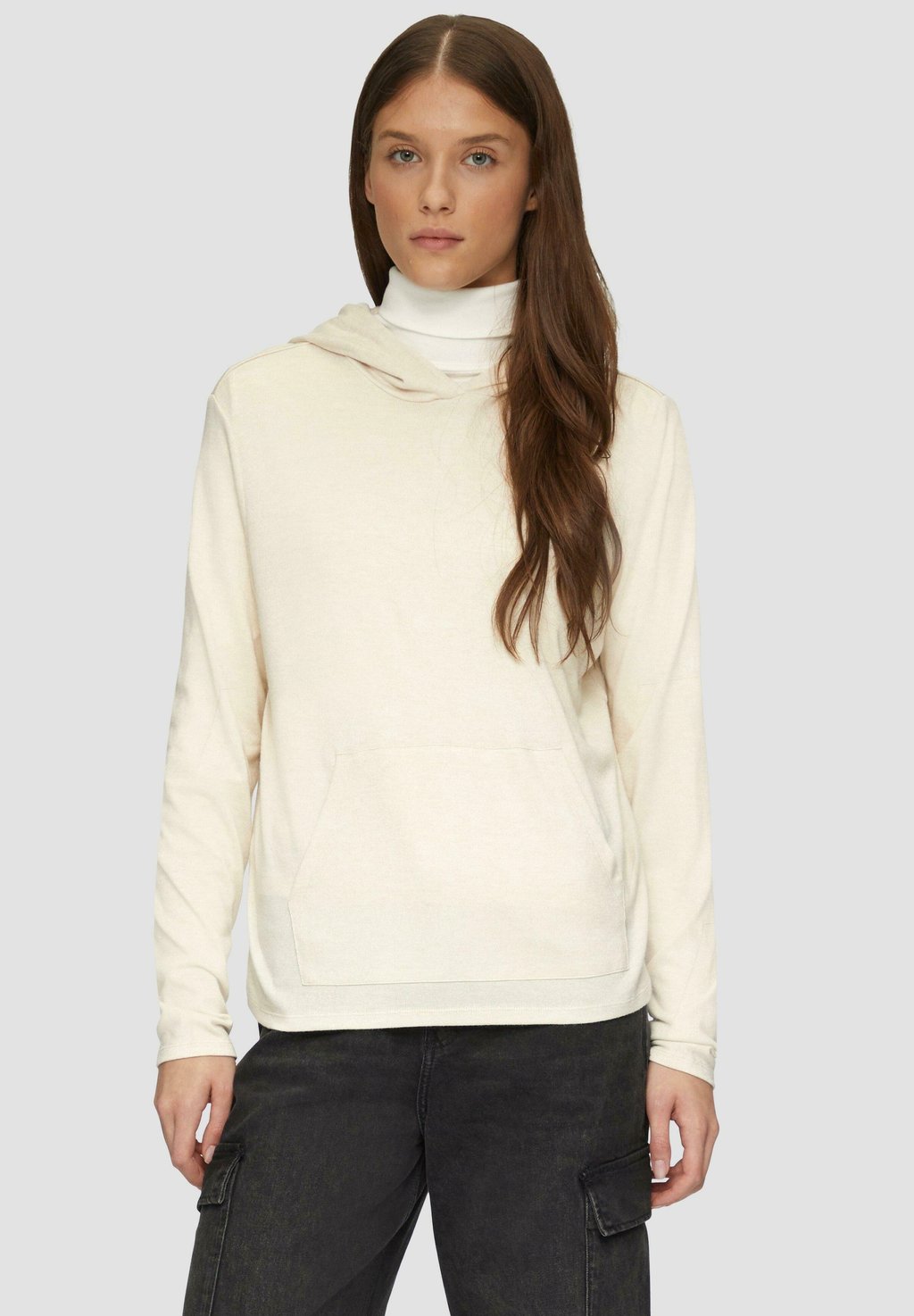 

Топ с длинными рукавами RELAXED-FIT - Hoodie s.Oliver, бежевый
