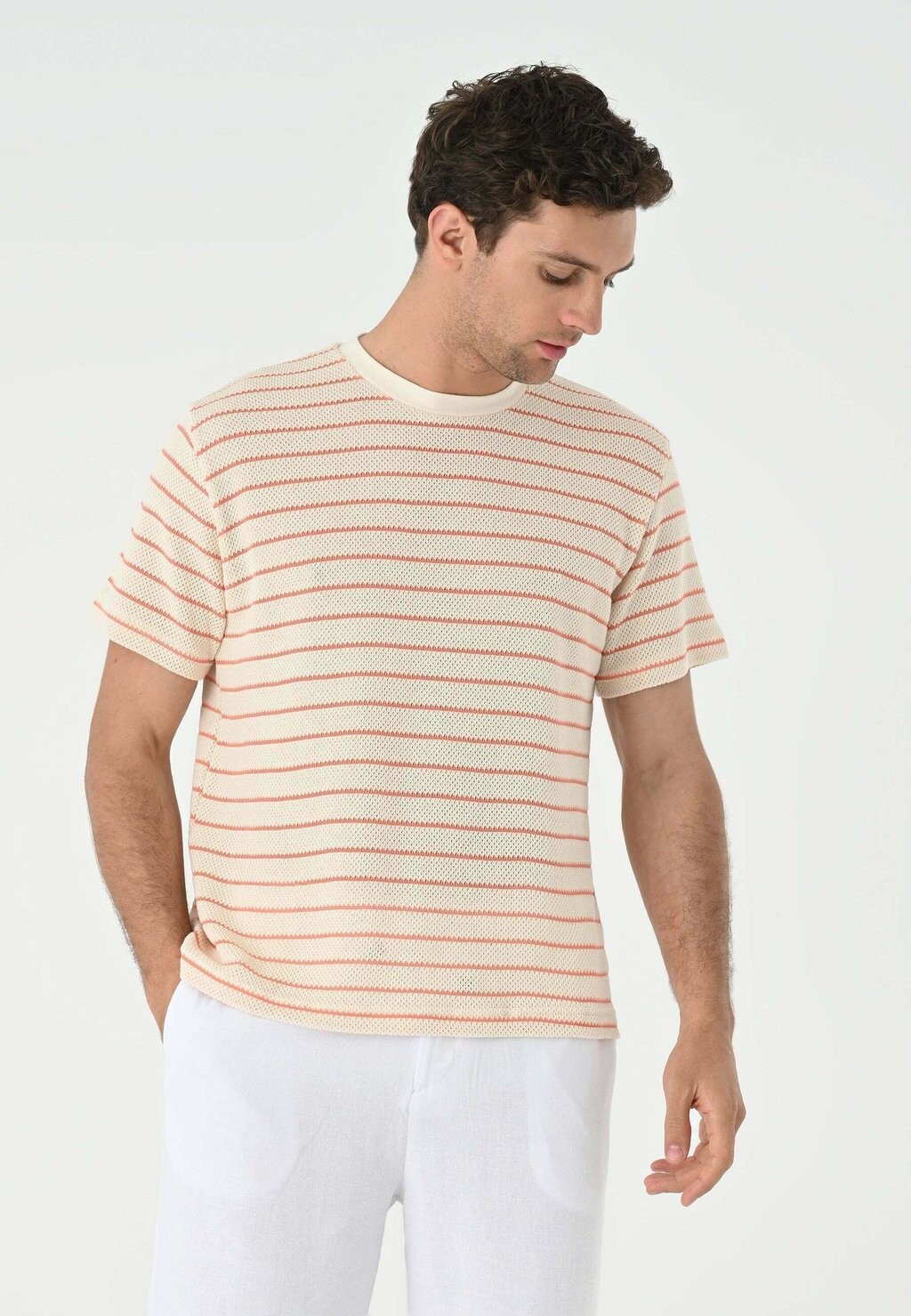 

Футболка с принтом CREW NECK STRIPED Antioch, цвет salmon