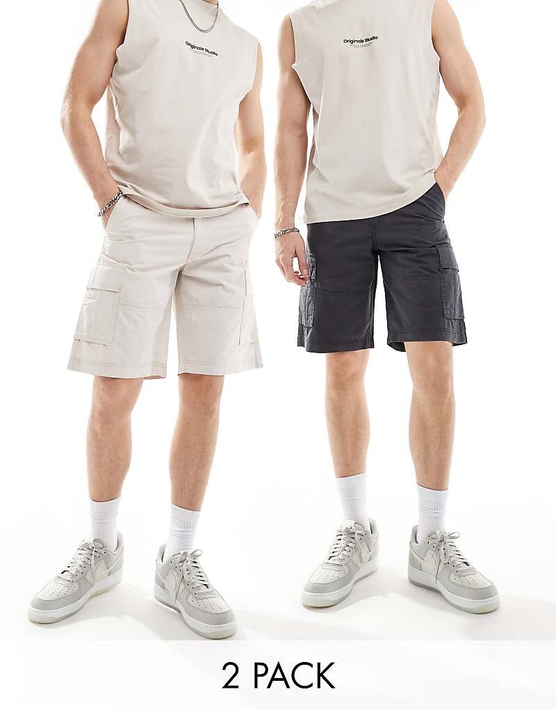 

Комплект из двух шорт карго Jack & Jones светло-серого и темно-серого цвета