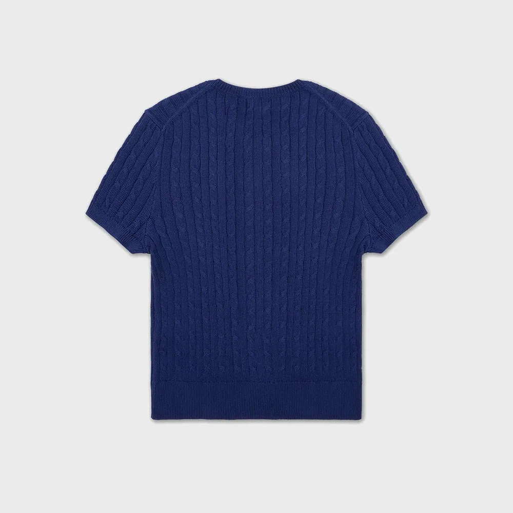 Женский хлопковый кардиган с коротким рукавом синего цвета от Polo Ralph Lauren — фото 2