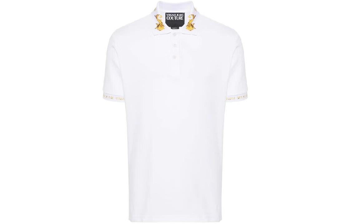 

Barocco Trim Short Sleeved Polo Shirt VERSACE JEANS COUTURE, белый