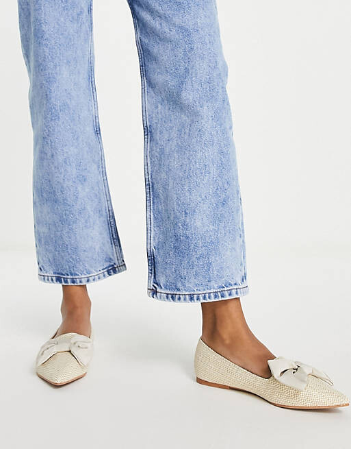 Балетки из натуральной рафии ASOS DESIGN Wide Fit Lake с заостренным бантом — фото 4