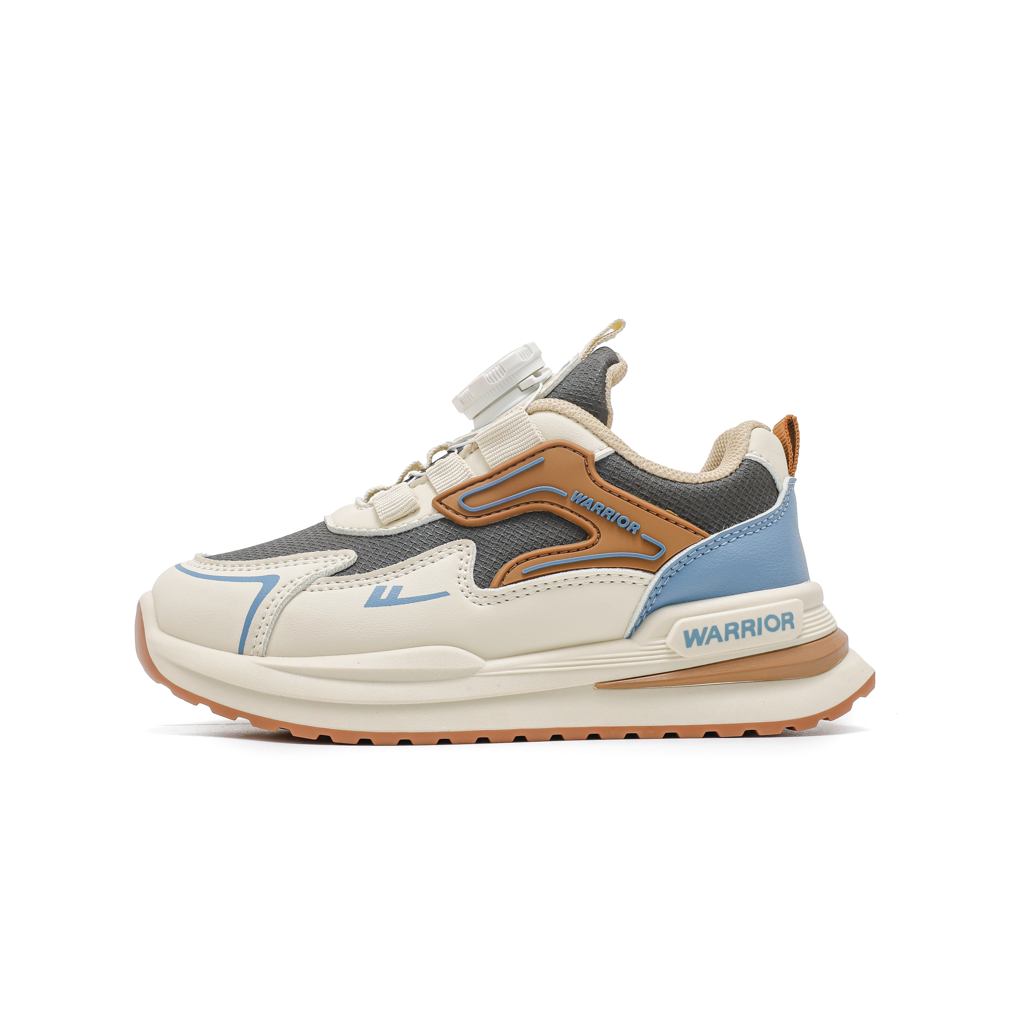 

Детские повседневные кроссовки Low Top с противоскользящей, амортизирующей, износостойкой, дышащей и легкой подошвой WARRIOR, темно-grey / бежевый / синий