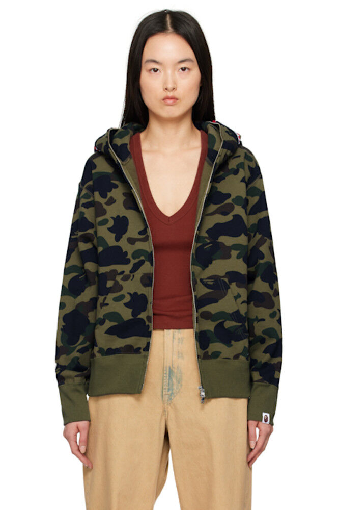 

Толстовка с капюшоном ABC Camo Shark на молнии с принтом хаки BAPE