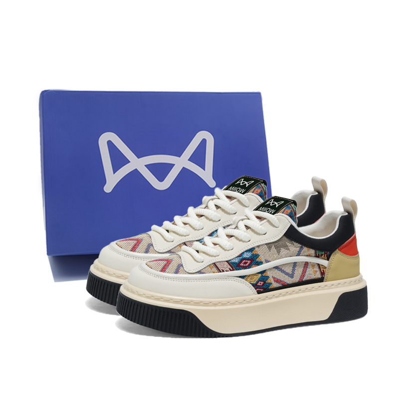 

MIIOW Износостойкие мужские скейтерские кроссовки лоу-топ White Black Box, цвет White Black Box