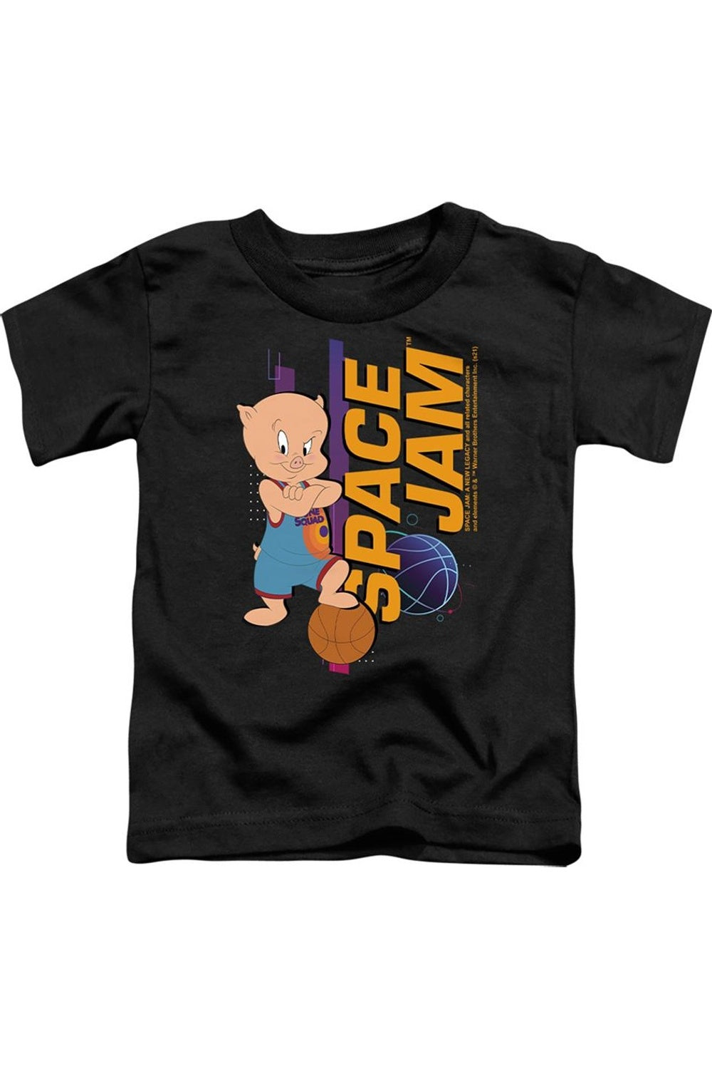 

Футболка с коротким рукавом для малышей Space Jam 2 Porky Standing Gildan, черный