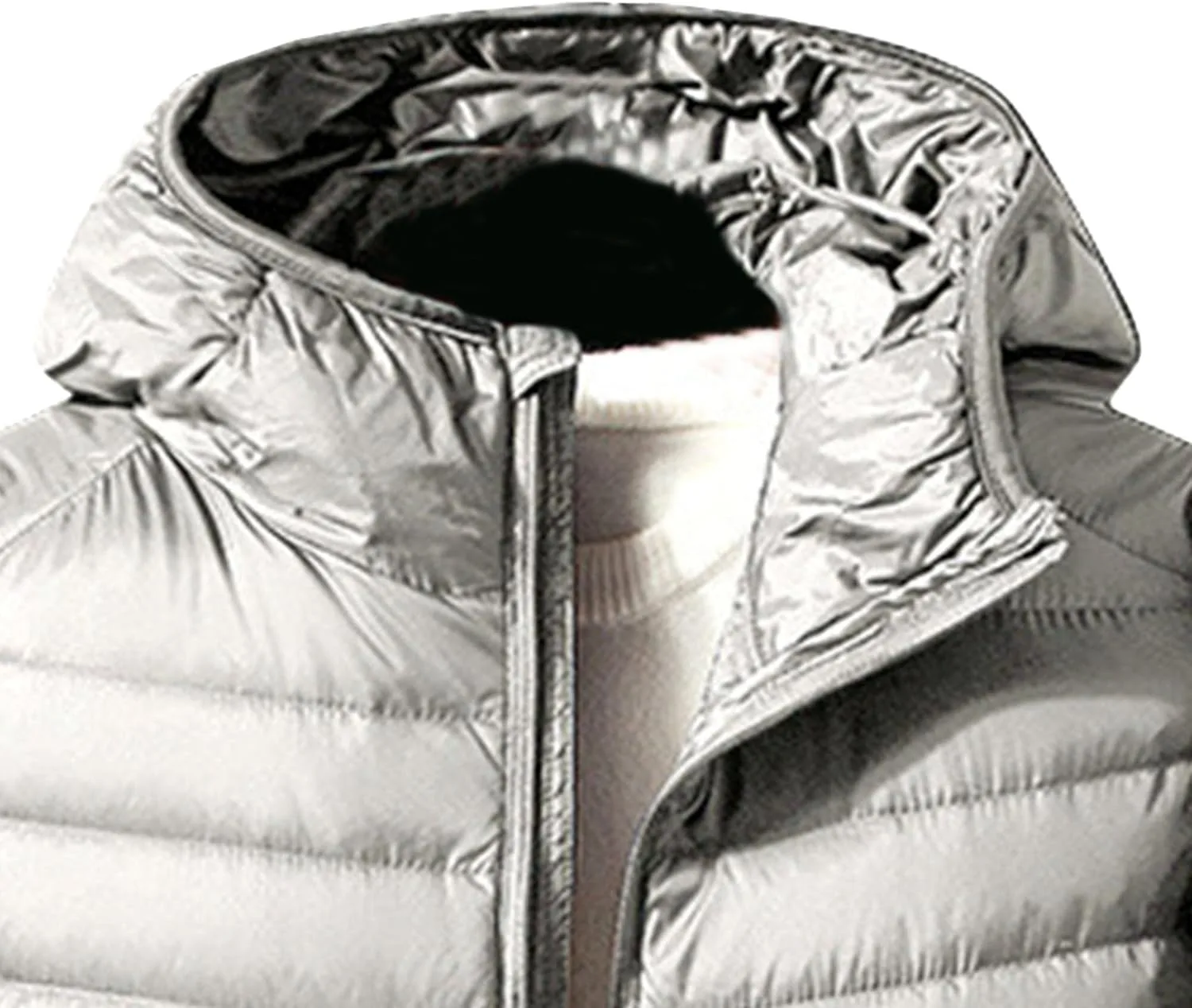 Мужская легкая утепленная куртка с капюшоном Windproof Insulated Warm Outdoors Puffer Full Zip Water-Resistant Quilted Lined Generic, серый — фото 2