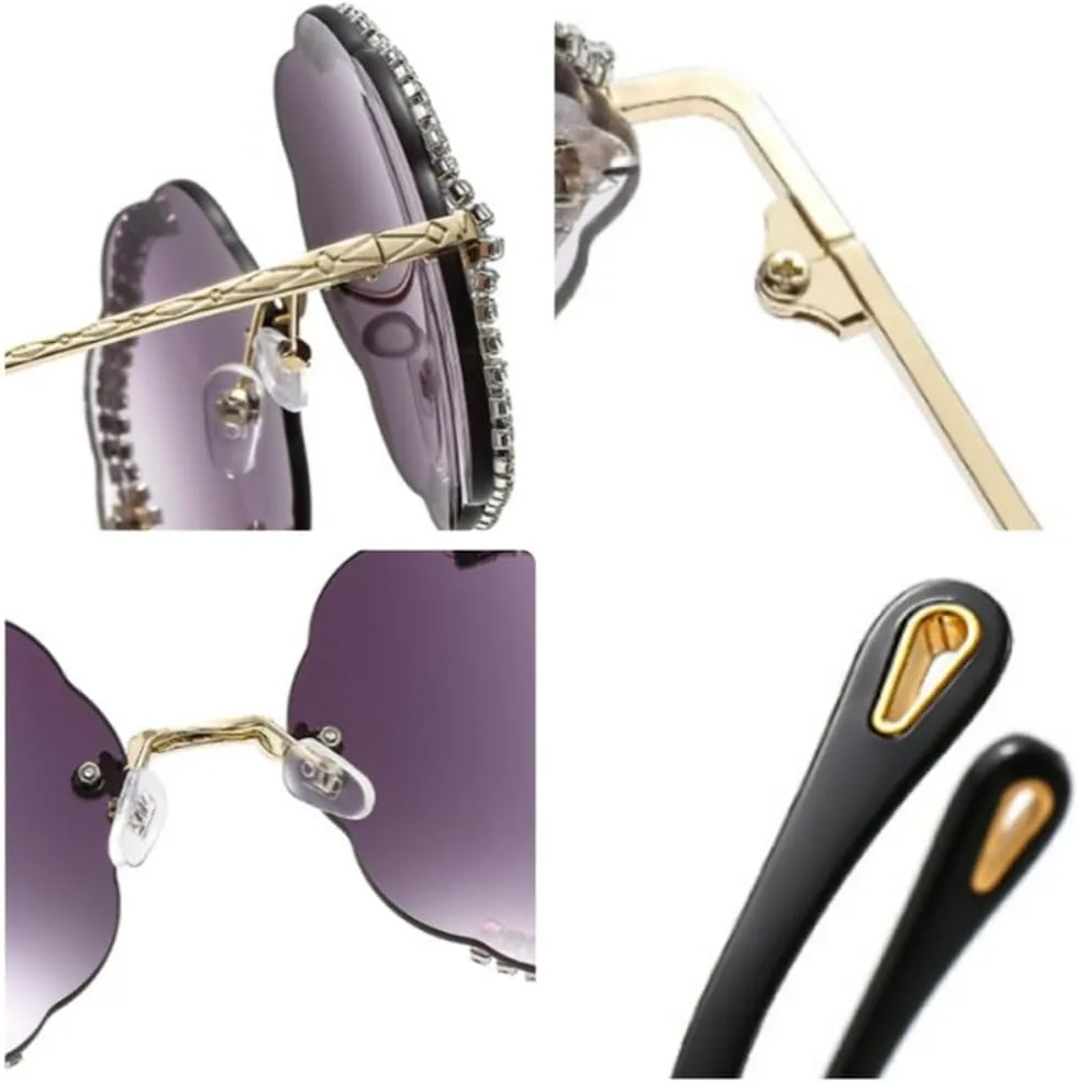 

Солнцезащитные очки без оправы с бриллиантами для вечеринок, винтажные солнцезащитные очки для женщин и мужчин, защита от ультрафиолета UV400 generic, Purple Pink