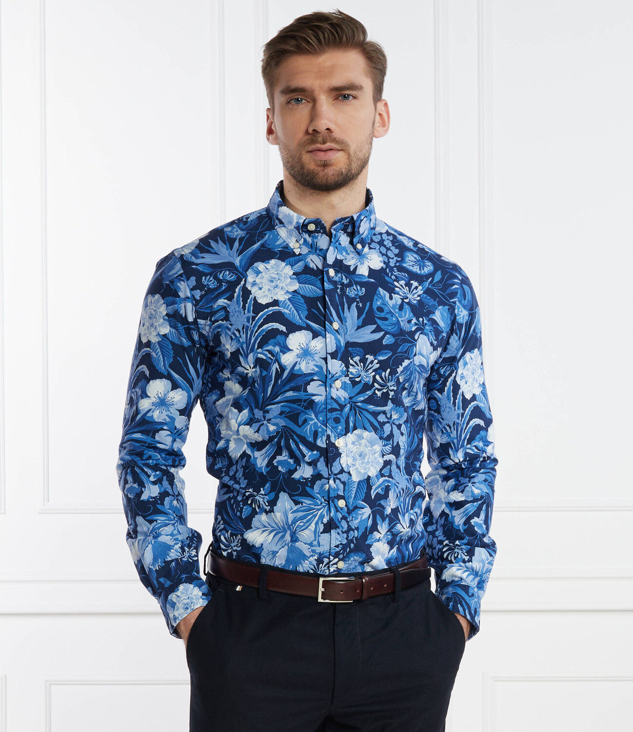 Рубашка POLO RALPH LAUREN Custom fit, темно-синий — фото 3