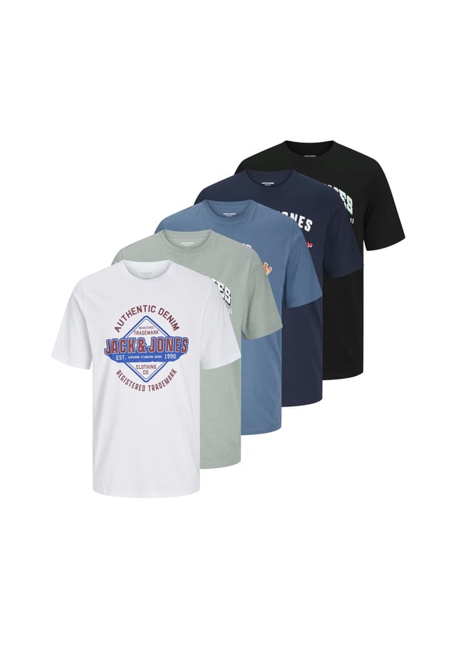 

Футболка с коротким рукавом и логотипом упаковка 5 шт. Jack & Jones, черный
