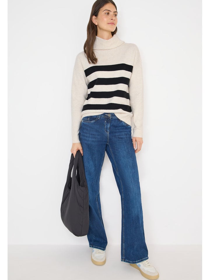 

Cecil Кремово-черный свитер с высоким воротником