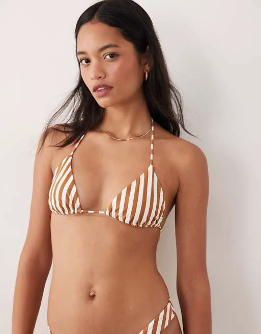 

Лиф бикини с треугольными чашечками в полоску ирисок Free Society