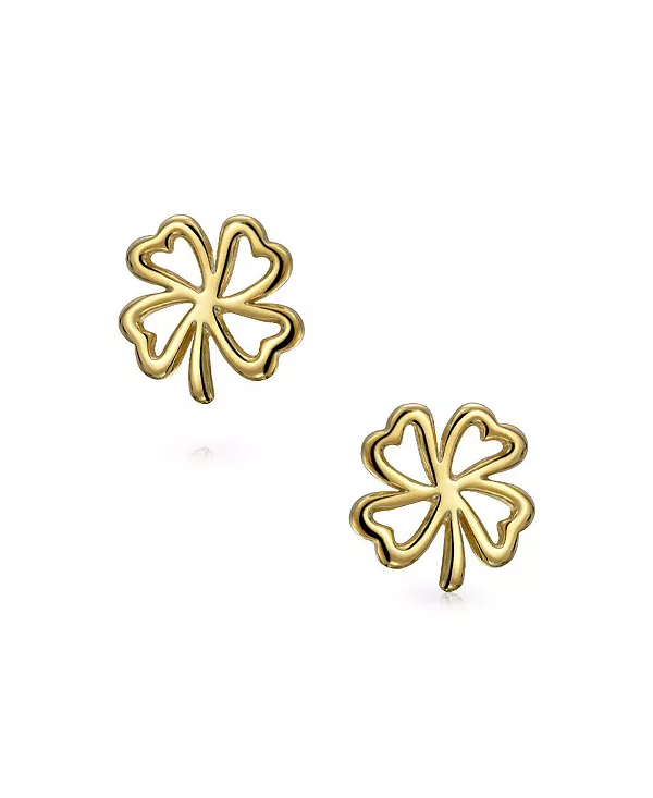 

Серьги-Гвоздики «Удача ирландского кельтского трилистника» из двухцветного золота и серебра Bling Jewelry, yellow