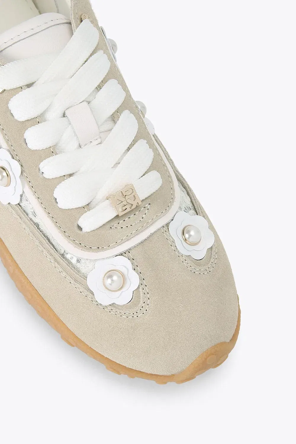 Кроссовки с цветочной вышивкой KG Kurt Geiger, светло-бежевый — фото 4
