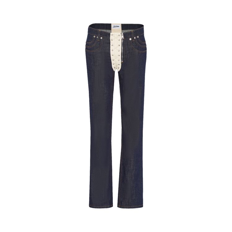 

Джинсы Jean Paul Gaultier Contrasting Lace-Up Denim Jeans 'Indigo/Beige', синий