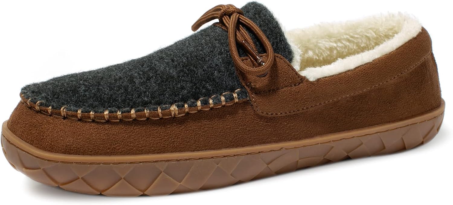 

Мужские мокасины с памятью формы, замшевые домашние тапочки для мужчин с мягкой флисовой подкладкой, противоскользящей подошвой, для дома и улицы Teezerber, серый