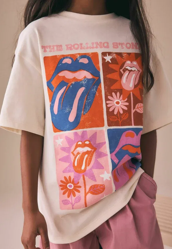 Футболка Next, Regular fit the rolling stones license band t-shirt, цвет экрю