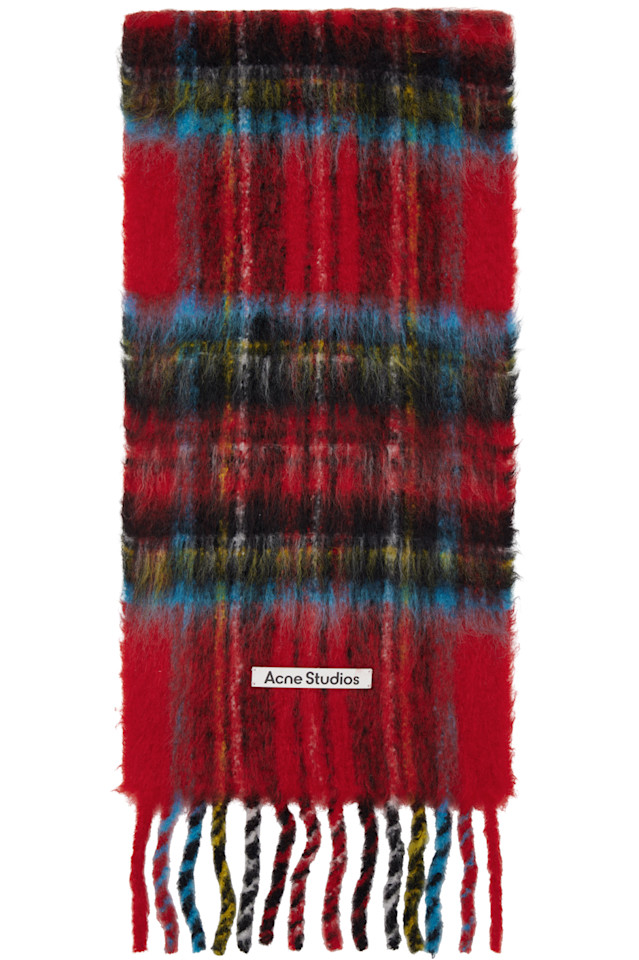 

Acne Studios Шарф из мохера в красно-синюю клетку