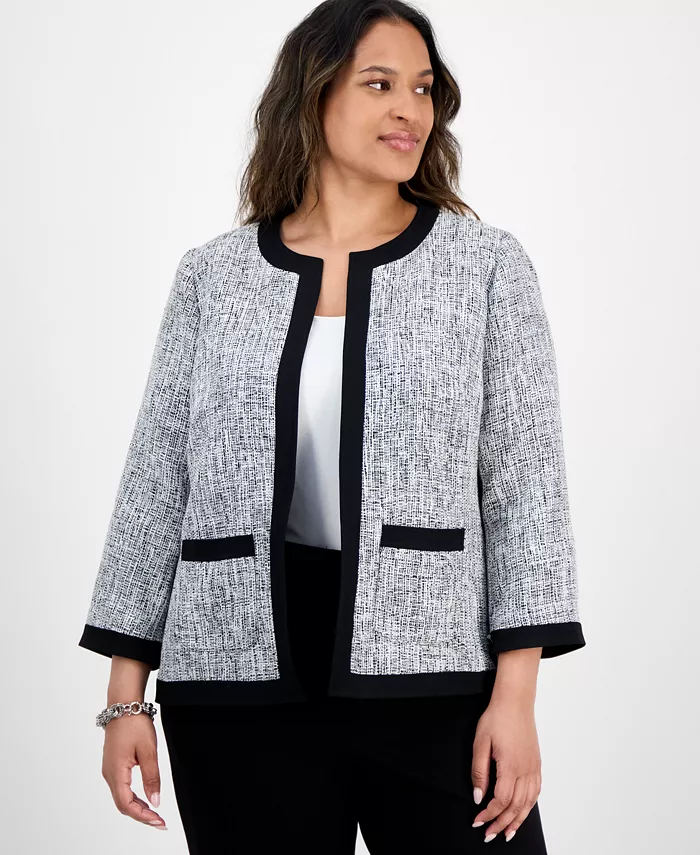 

Пиджак из твида больших размеров с каркасом Kasper, черный