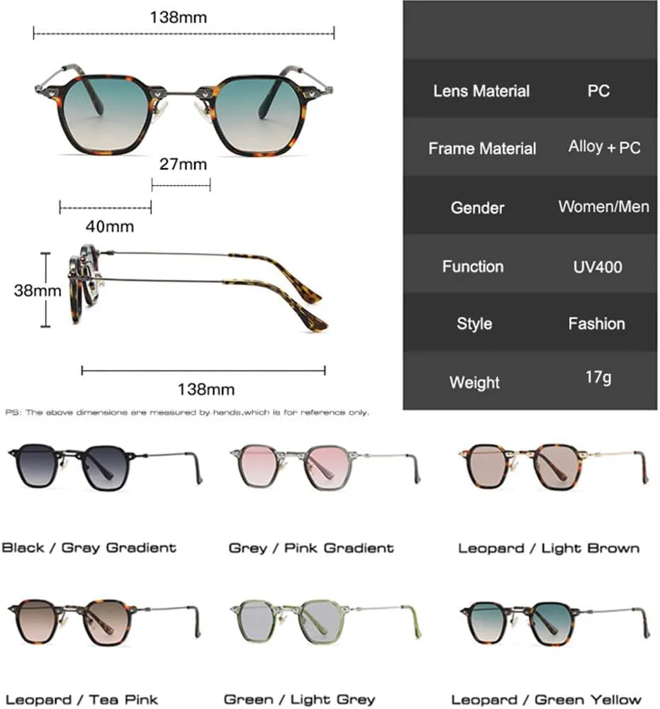 

MUTYNE Популярные модные мужские панк-солнцезащитные очки с прозрачными градиентными линзами UV400 Женские ретро-солнцезащитные очки с заклепками, Grey Pink Gradient